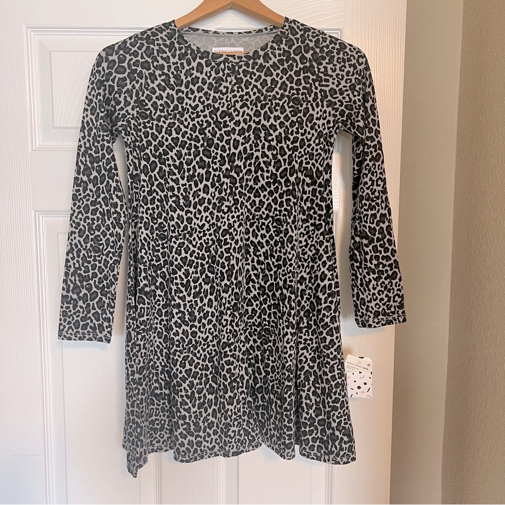NWT Harper Canyon Grey Cheetah Print Dress Girls Size Medium Swing Style A4